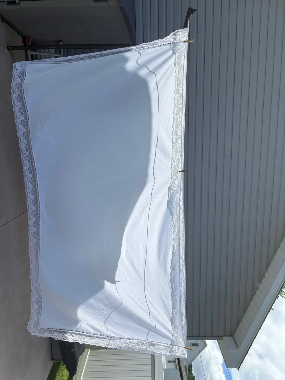 68” wide x 116” Long White Lace-Trim Table Linen